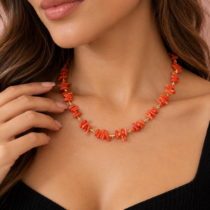 Collana Corallo Bamboo Arancio – Un Gioiello Luminoso