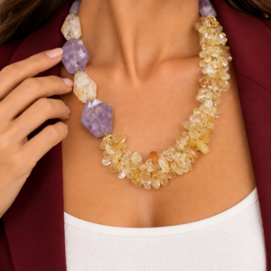 Collana Citrino e Ametista Lavanda Multifilo